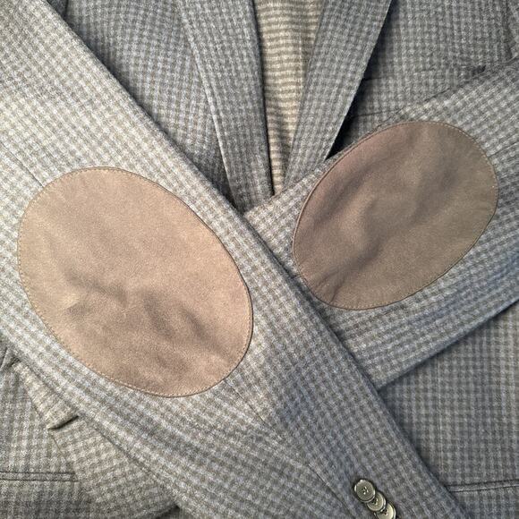 Michael Kors Dark Blue Check Plaid 100% Wool Blazer Sport‎ Coat Jacket Men's 40R - Picture 4 of 4